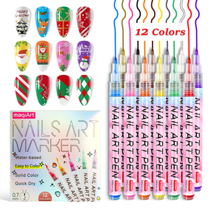 Juego de 12 Rotuladores de Gel <span class=keywords><strong>para</strong></span> <span class=keywords><strong>Uñas</strong></span> de 0.7 mm, Juego de Rotuladores 3D <span class=keywords><strong>para</strong></span> Arte de <span class=keywords><strong>Uñas</strong></span>, Pintura Acrílica y Delineador de Puntos <span class=keywords><strong>para</strong></span> un Secado Rápido - Product Image 1