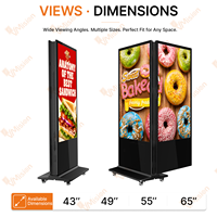 Pantalla Digital HD 4K 2K para Interiores de 43-65 Pulgadas 178 °   Base Móvil con Pantalla Dual Delgada de 4 mm, Funcionamiento Continuo 24/7, con Android 14