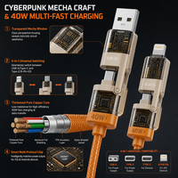 Kabel Pengisian Cepat 4-in-1 Multi USB 240W dengan Type-C/Micro USB untuk iPhone & Android Penggunaan Universal