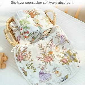 Serviette à salive pour bébé en coton tissé à six couches à motif floral carré écologique à séchage rapide pour enfants - Product Image 2