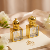 Flacon de parfum carré de 8 ml avec cadre doré, motif flamme, applicateur à bille, buse de pulvérisation, flacon de parfum rechargeable, flacon d'huile Attar