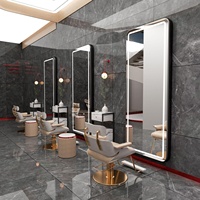 Miroir de Salon LED pour Coiffeur, sur Pied ou Mural, Spécial Coiffure, Permanente, Coloration, Utilisation en Salon de Barbier