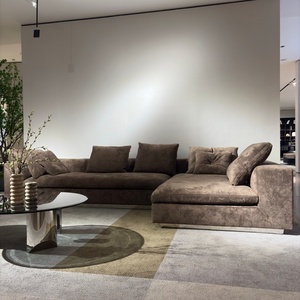 Divano Moderno di Lusso <span class=keywords><strong>in</strong></span> Stile Italiano per Soggiorno con Struttura <span class=keywords><strong>in</strong></span> Legno e Rivestimento <span class=keywords><strong>in</strong></span> Tessuto Nubuck/Suede, Arredamento Contemporaneo - Product Image 5