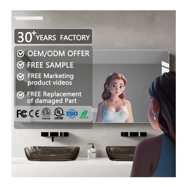 Modern Luxury Wall Mounted Bathroom Washroom bluetooth Music Speaker Anti Fog Smart Mirror Illuminated Led Mirror