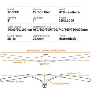 <span class=keywords><strong>Manillar</strong></span> integrado <span class=keywords><strong>TOSEEK</strong></span> de fibra de carbono <span class=keywords><strong>Toseek</strong></span> y <span class=keywords><strong>manillar</strong></span> de bicicleta de montaña - Product Image 4