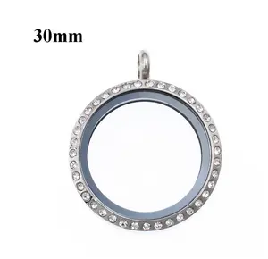 1pc 20mm 25mm 30mm 316L Edelstahl glas schwimmendes Medaillon Strass Medaillon für schwimmende Medaillon Memory Charms