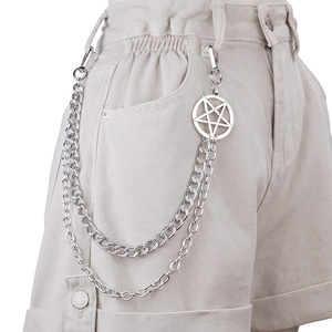 Chaîne de taille en métal pour femme Yueli, étoile à cinq branches, double couche, chaîne de pantalon, accessoire de mode pour boîte de nuit, style hip-hop en alliage de zinc - Product Image 2