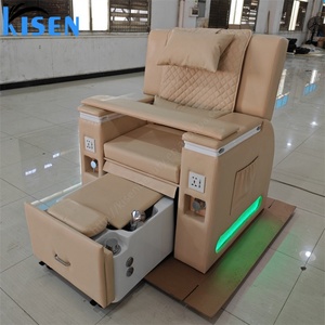Fauteuil de pédicure et manucure de luxe Kisen pour salon de beauté, chaise de spa blanche avec bain de pieds, vente en gros, chaises de pédicure pas chères avec bol - Product Image 1
