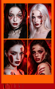 Autocollants de <span class=keywords><strong>tatouage</strong></span> d'horreur réalistes, tatouages temporaires imperméables et durables pour les fêtes d'Halloween, le cosplay, le maquillage de costume - Product Image 6