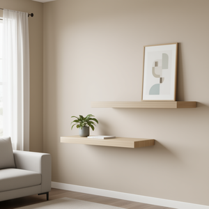 Estantes Flotantes de Pared de Roble, 23.6x9.3x1.5 Pulgadas, MDF, Juego de 2 Piezas, Diseño Minimalista para Sala de Estar, Exhibición y Almacenamiento - Product Image 2