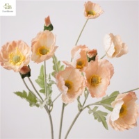 Bunga Poppy Buatan 4 Kepala Simulasi Tinggi Everbloom, Sentuhan Realistis, Batang Pink, Melembapkan, untuk Vas, Pernikahan, dan Dekorasi Rumah