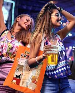 Bolsas de lona de algodón orgánico con asa larga doble grande con Lindo bolso de mano compras de comestibles bolso reutilizable de hombro - Product Image 6