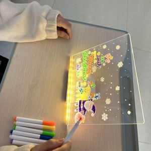 7 色笔可擦 LED 夜灯亚克力灯支架创意儿童画板圣诞留言板套装 - Product Image 2
