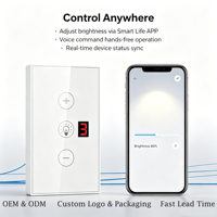 Interrupteur intelligent Hooanke ETL 100-240V à charge résistive pour application Alexa Google Home, panneau tactile, PC ignifuge, OEM&ODM
