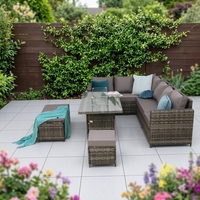 Ensemble de canapés de jardin modernes en rotin et aluminium, confortables, résistants aux intempéries et aux UV, durables, 9 places, pour parc et patio