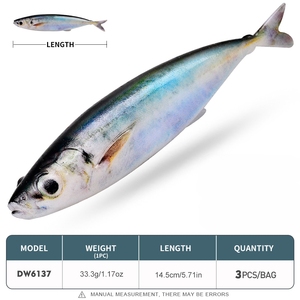 WEIHE Lot de 3 leurres souples en PVC de 14,5 cm et 33,3 g pour la pêche en mer (seabass et brochet) – surface/milieu eau – sans hameçons - Product Image 2