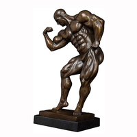 Prix des sculptures de figurines en métal personnalisées pour la décoration de la maison, taille réelle, en cuivre, bronze, homme musclé, musculation