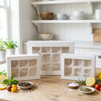 Boîte à gâteau rectangulaire en papier kraft avec fenêtre transparente, qualité alimentaire, personnalisable, pour cupcakes, tartes aux œufs, pâtisseries, à emporter, boîte de boulangerie