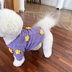 Pull pour animaux de compagnie violet pour l'automne et l'hiver, chaud et élégant pour les chiens Teddy, les Pomeranians en forme de panda, style coréen, Instagram - Product Image 4