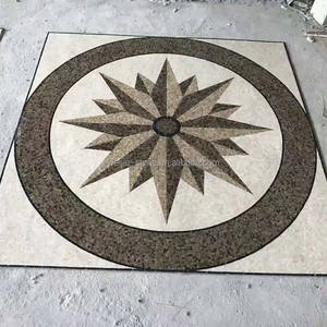 Mosaico Artesanal Natural en Forma de Rosa de los Vientos con Medallón Náutico, Colores de Mármol para Pisos, Disponible en Alibaba - Product Image 3