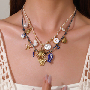 G4283 venta al por mayor de acero inoxidable Bohemia encanto collar verano colgante collar clavícula cadena DIY joyería - Product Image 2