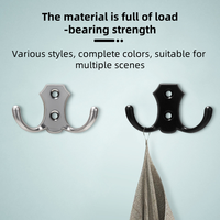 Crochets muraux doubles robustes en zinc massif avec base blindée, crochets à double pointe pour peignoirs, finition noir mat, matériel hôtelier en gros