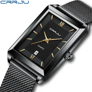 Custom New Design retangular gold Stainless Steel Waterproof Japanese Quartz Charm Luxury Wrist Watch For Men