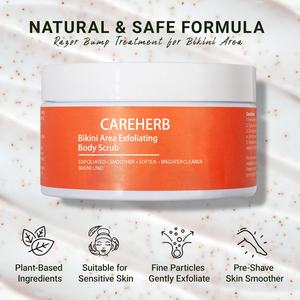 Gommage corporel au sucre personnalisé à marque privée, éclaircissant et illuminant la peau, exfoliant pour les poils incarnés et la zone du bikini - Product Image 3