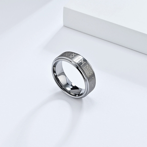 Bague Vintage Viking à Runes, <span class=keywords><strong>Alphabet</strong></span> Runic Nordique Minimaliste, Bague en Carbure de Tungstène 8MM, Bijou Unisexe de Mode Médiévale Pagan - Product Image 5
