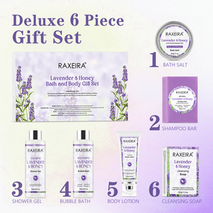 Ensemble visage hydratant de luxe à la lavande et au miel Gel de savon de <span class=keywords><strong>soin</strong></span> de la peau pour femmes Cadeau pour le bain et le corps Ensemble de soins de la peau de marque privée - Product Image 3