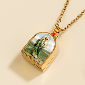 Giveluck thép không gỉ 18K mạ vàng Christian cửa mặt dây chuyền men màu đỏ có thể mở ra di tích Mề đay cho tùy chỉnh Saint bible câu - Product Image 1