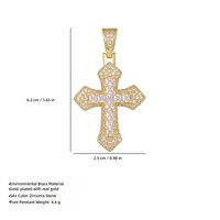Collier pendentif croix plaqué or, design entièrement en cristal, style hip-hop, tendance Europe-Amérique, accessoire de mode polyvalent
