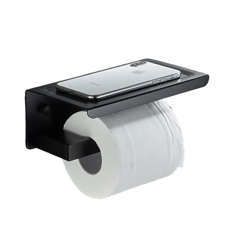 2020 Hot Sale Schwarz gebürsteter Toiletten papier halter mit Regal Bad Tissue Roll Papier halter