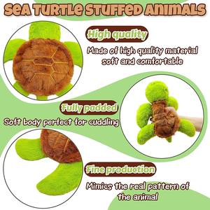Imita felpa marrón patrón Real Shell suave tortuga marina verde decoración de fiesta favores caricias Animal tortuga peluche juguete de peluche - Product Image 2