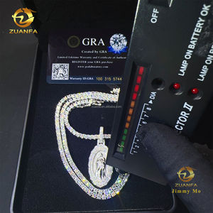 ユニークなデザインアイスアウト火の宗教的なジュエリーヒップホップペンダント925シルバーVVS1 Moissaniteダイヤモンドイエスペンダントチェーンセット - Product Image 3