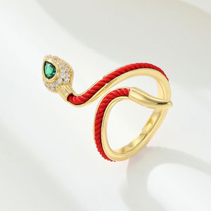 Snake-Shaped <b>Open</b> <b>Ring</b> Red String Adjustable Index Finger <b>Ring</b> New Chinese Style Festive Animal Zodiac Jewelry For Women - Product Image 4