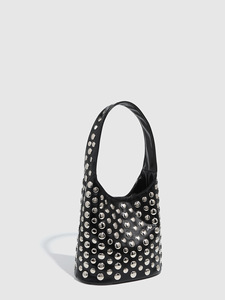 Sac seau vintage haut de gamme effet écaille pour femme, grand sac à main unique en métal et PU, sac à bandoulière pour femme style motard avec rivets Tanjing - Product Image 6
