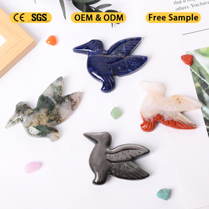 Vente en gros de sculptures d'animaux en pierres précieuses naturelles, sculptures de colibris en cristal mélangé - Product Image 3