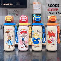 Bouteille d'eau isotherme Zootopia pour enfants en acier inoxydable 316, tasse portable avec paille, anti-chute, thermos pour enfants à thème Toy Story