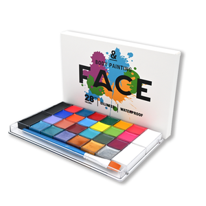 26 цветов минеральной краски на масляной основе и шесть кистей для росписи лица (клоун, оперный герой, Хэллоуин, детская маскарадная косметика), сертифицировано MSDS - Product Image 4