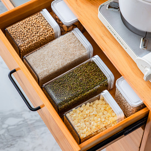 Conteneur de stockage en plastique PET de marque <span class=keywords><strong>Metka</strong></span>, design moderne, avec couvercle, résistant au congélateur, pour le stockage des grains de café dans la cuisine, capacité de 1100 ml, en stock - Product Image 2