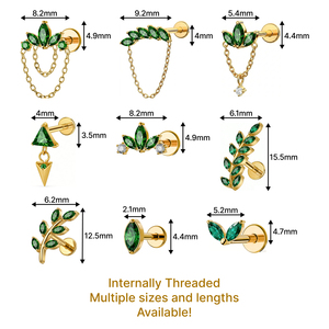 Orecchini Labret con Filettatura Interna in Titanio Grado Impiantabile ASTM F136 con Zircone per Trago ed Helix, Gioielli per Piercing Corporeo JIAXIN - Product Image 3
