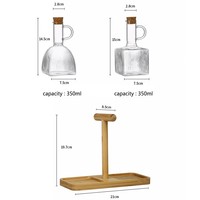 Ensemble de 2 distributeurs minimalistes d'huile et de vinaigre en verre borosilicate avec support en bambou, compatibles micro-ondes et lave-vaisselle