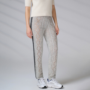 Pantalon de survêtement tricoté décontracté de luxe personnalisé en mohair et laine pour femme – Pantalon haut de gamme automne style streetwear à cheville ajustée - Product Image 3
