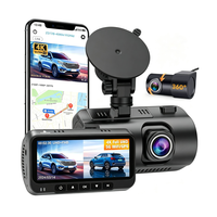 Caméra de tableau de bord de voiture à double objectif 4K+4K, enregistreur vidéo, écran LCD IPS 3,16 pouces, vision nocturne, surveillance du stationnement, GPS intégré, enregistrement WiFi 2,4G