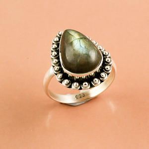 แหวนเงินสเตอร์ลิง925ออกแบบเป็นเอกลักษณ์ของผู้หญิงเครื่องประดับแฟชั่นทำมือด้วยพลอยธรรมชาติ925เครื่องประดับเงิน - Product Image 2