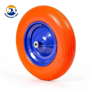 Solides Schubkarren-Pu-Rad, flaches freies Rad, geräuscharmes Rad mit Stahlfelge und verschiedenen Farben