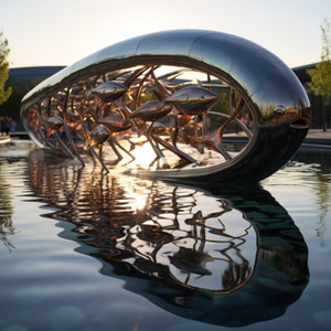 Quy mô lớn hiện đại thép không gỉ thỏ hình gương Điêu Khắc Sáng tạo trừu tượng ORNAMENT trang trí nội thất đá chạm khắc - Product Image 3