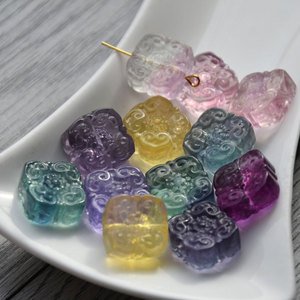 Natural <b>Rainbow</b> Fluorite Carved Ruyi Pendant Beads Loose Stone Beads For <b>Bracelet</b> Making Spring 2025 Jinhua Origin - Product Image 3