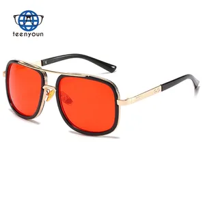 Teenyoun-gafas De Sol cuadradas con remaches para mujer, anteojos De Sol femeninos De estilo piloto con gradiente, De marca, UV400